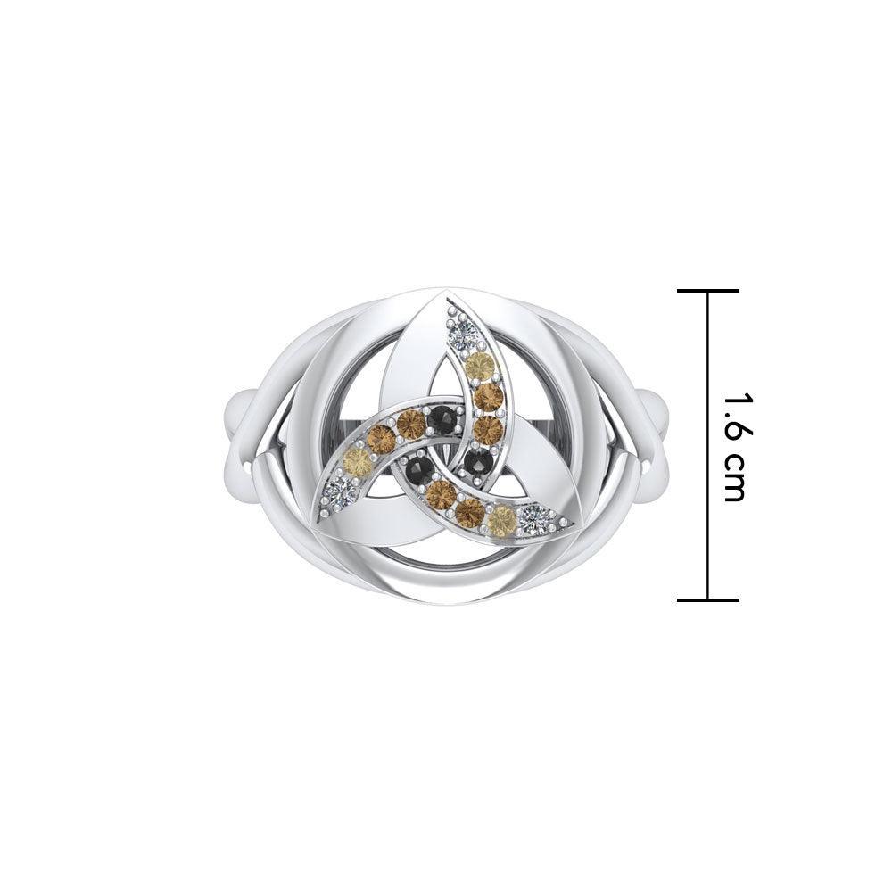 An important reminder in three ~ Sterling Silver Celtic Trinity Knot Ring and Gemstones TRI659