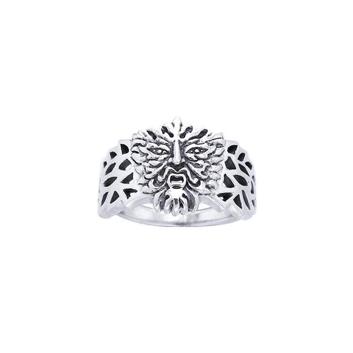 Nature’s inherent reflection ~ Sterling Silver Green Man Ring TRI961