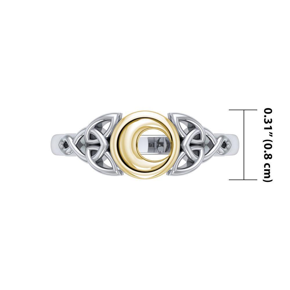 Celtic Moon Silver and Gold Ring TRV1746