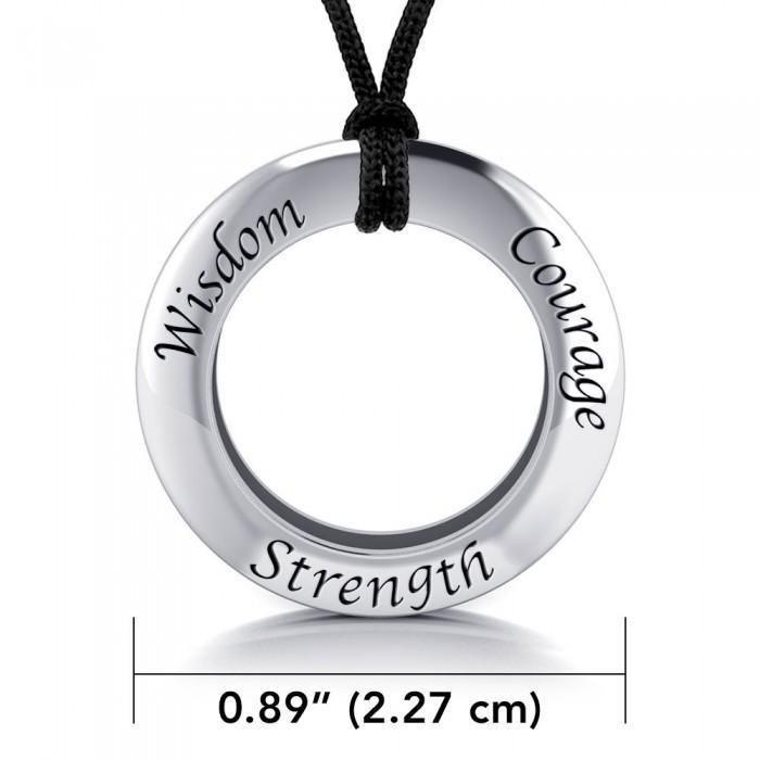 Wisdom Courage Strength Silver Pendant and Cord Set TSE268