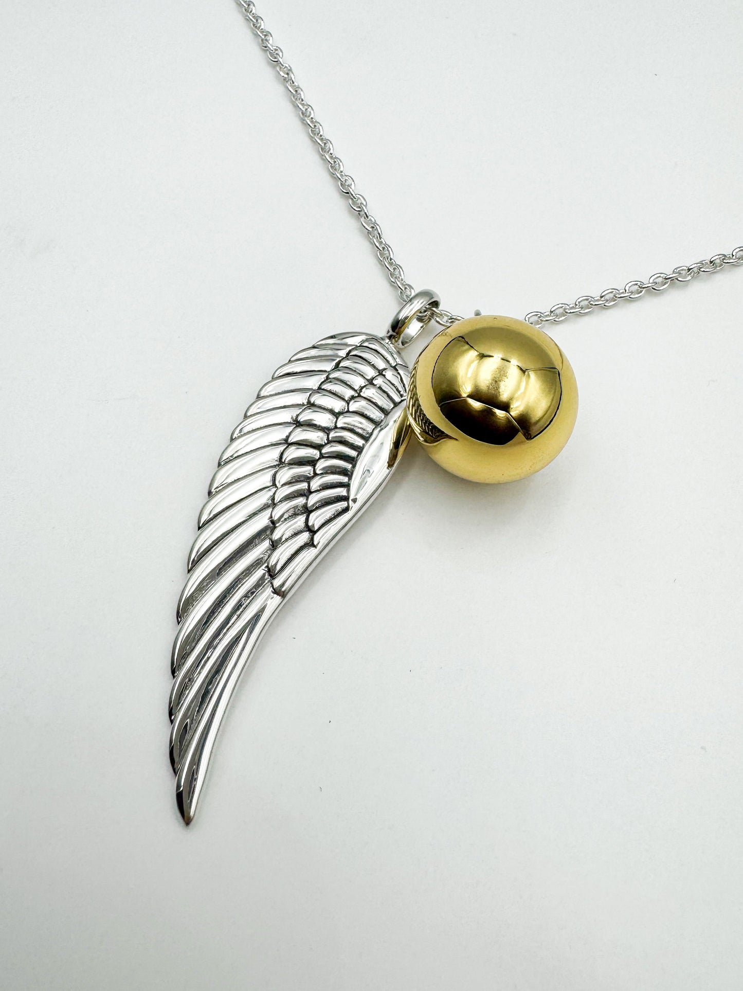 Angels Wing Sterling Silver Necklace With Globe Ball TSE711P