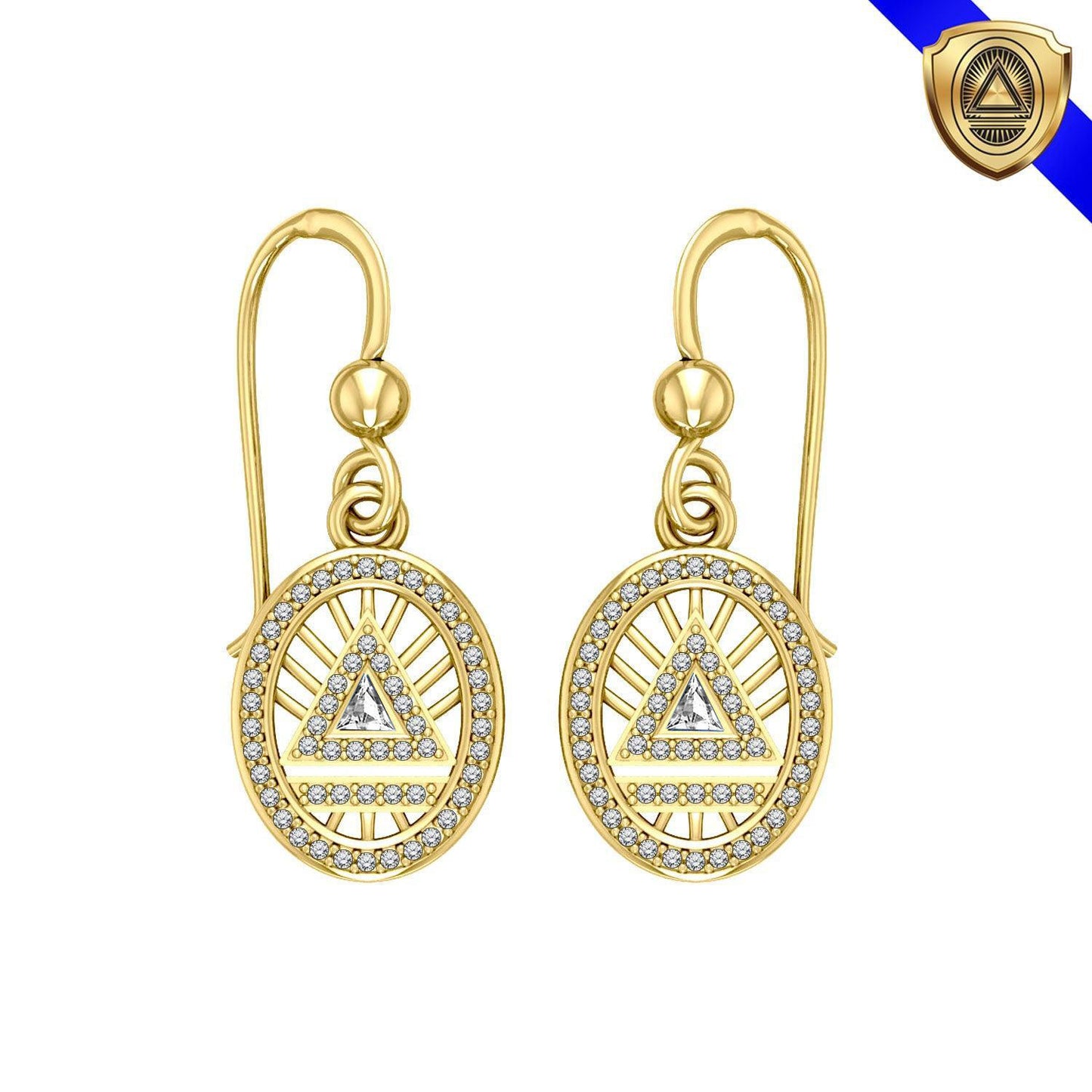 System Energy Symbol 14K Gold Vermeil Plate on Sterling Silver Earrings with Gemstone VER1278