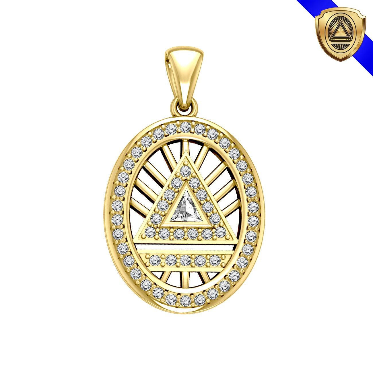Large System Energy Symbol 14K Gold Vermeil Plate on Sterling Silver Pendant with Gemstone VPD3698