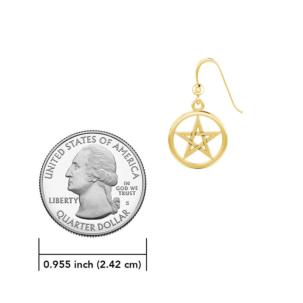 Pentacle 14K Gold Vermeil Plate on Sterling Silver Earrings VTE293