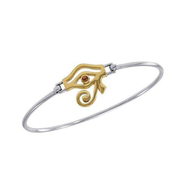 Eye of Horus Silver and Gold Spring Lock Bracelet MBA184