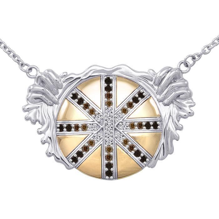 Breathtaking work of art ~ Dali-inspired fine Sterling Silver Necklace in 18k Gold overlay accented with Champagne and White Diamonds