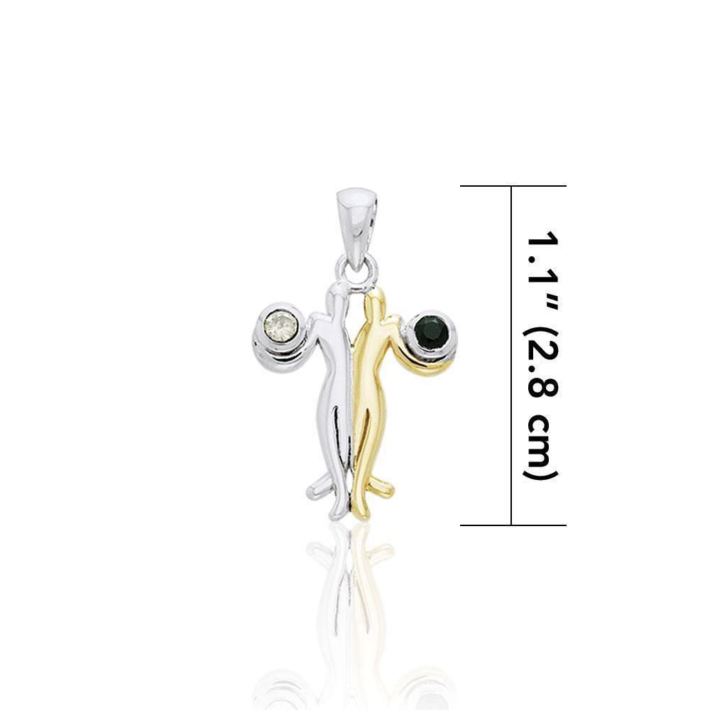 Venus and Mars with Gems Silver and Gold Pendant MPD1099