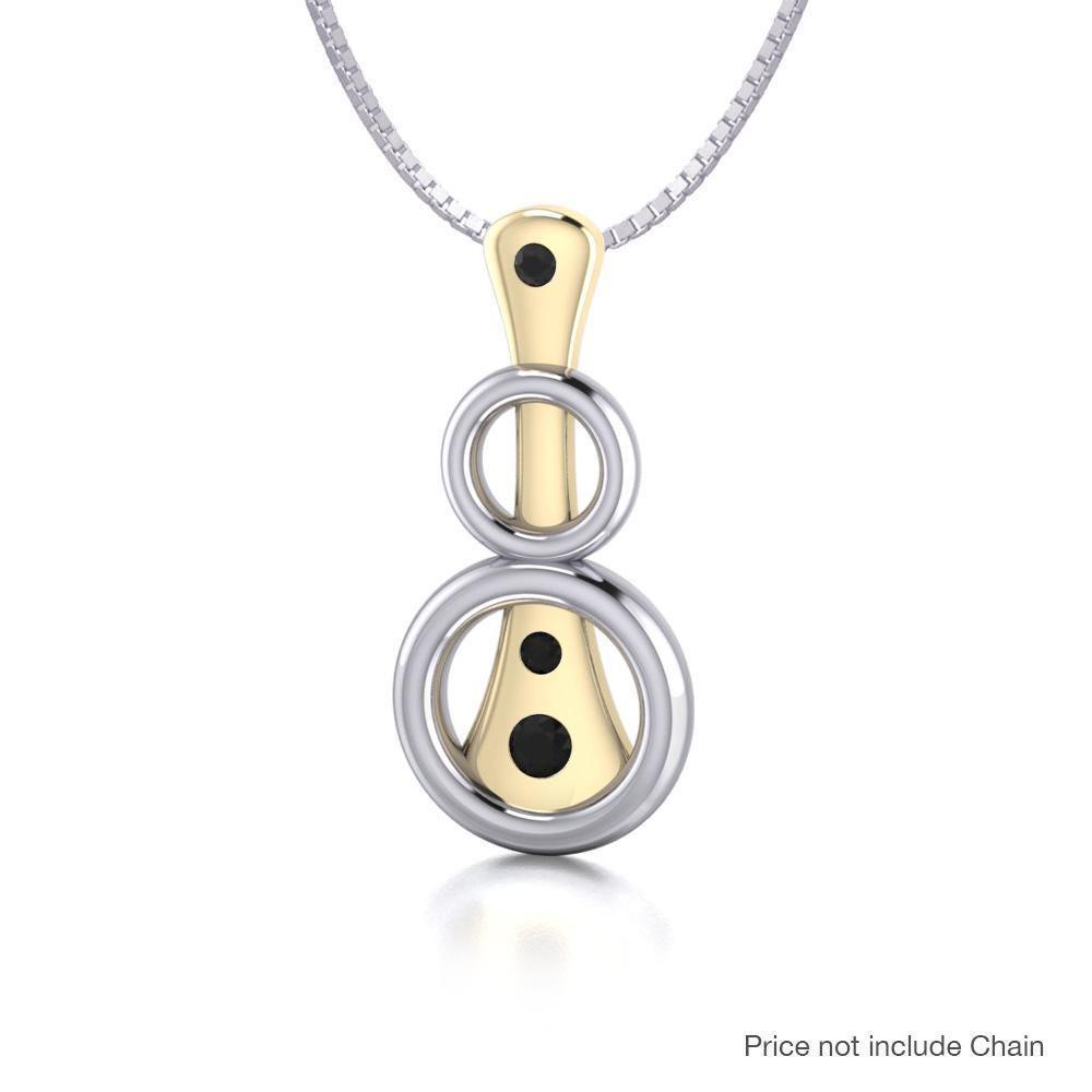 Black Magic Art Deco Circles Silver & Gold Pendant MPD811