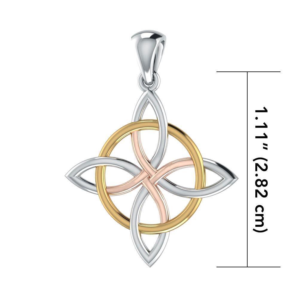 The Four power ~ Celtic Four-Point Sterling Silver Jewelry Pendant with 14k Gold and Pink accent OTP554