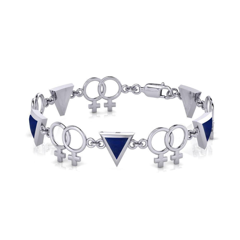 Sterling Silver Two Women Rainbow Link Bracelet TBL059
