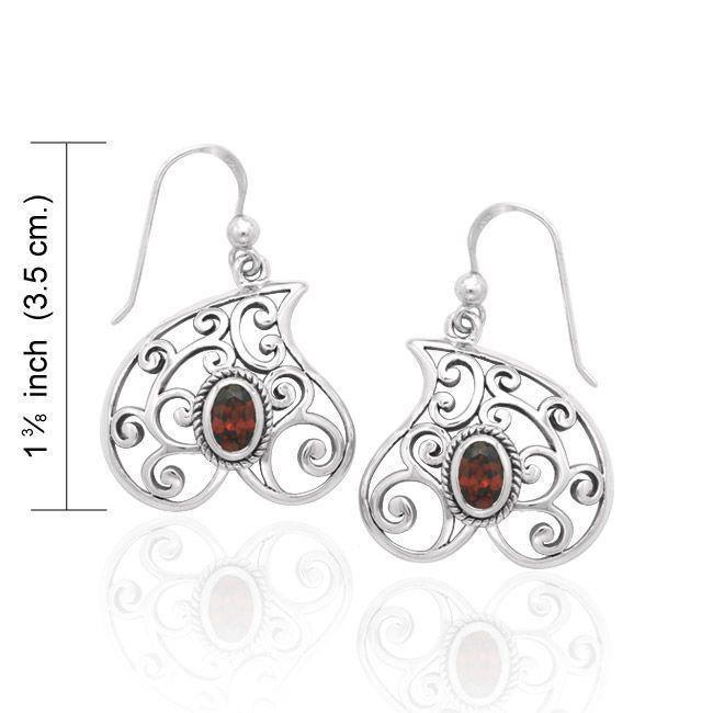 Antique Heart Earrings TER1239 - Natural Garnet