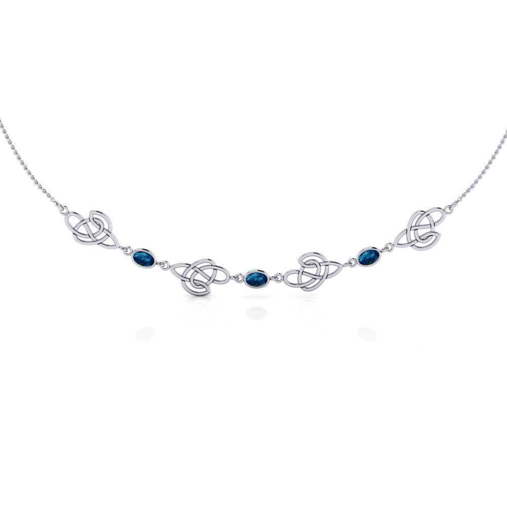 Happiness in interconnectedness ~ Celtic Knotwork Sterling Silver Necklace Jewelry with Gemstones TN016