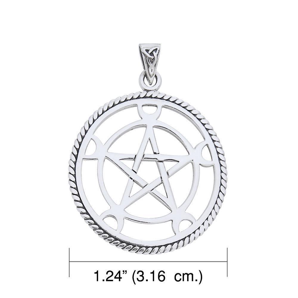 Round The Star with Crescent Moon Silver Pendant TP471