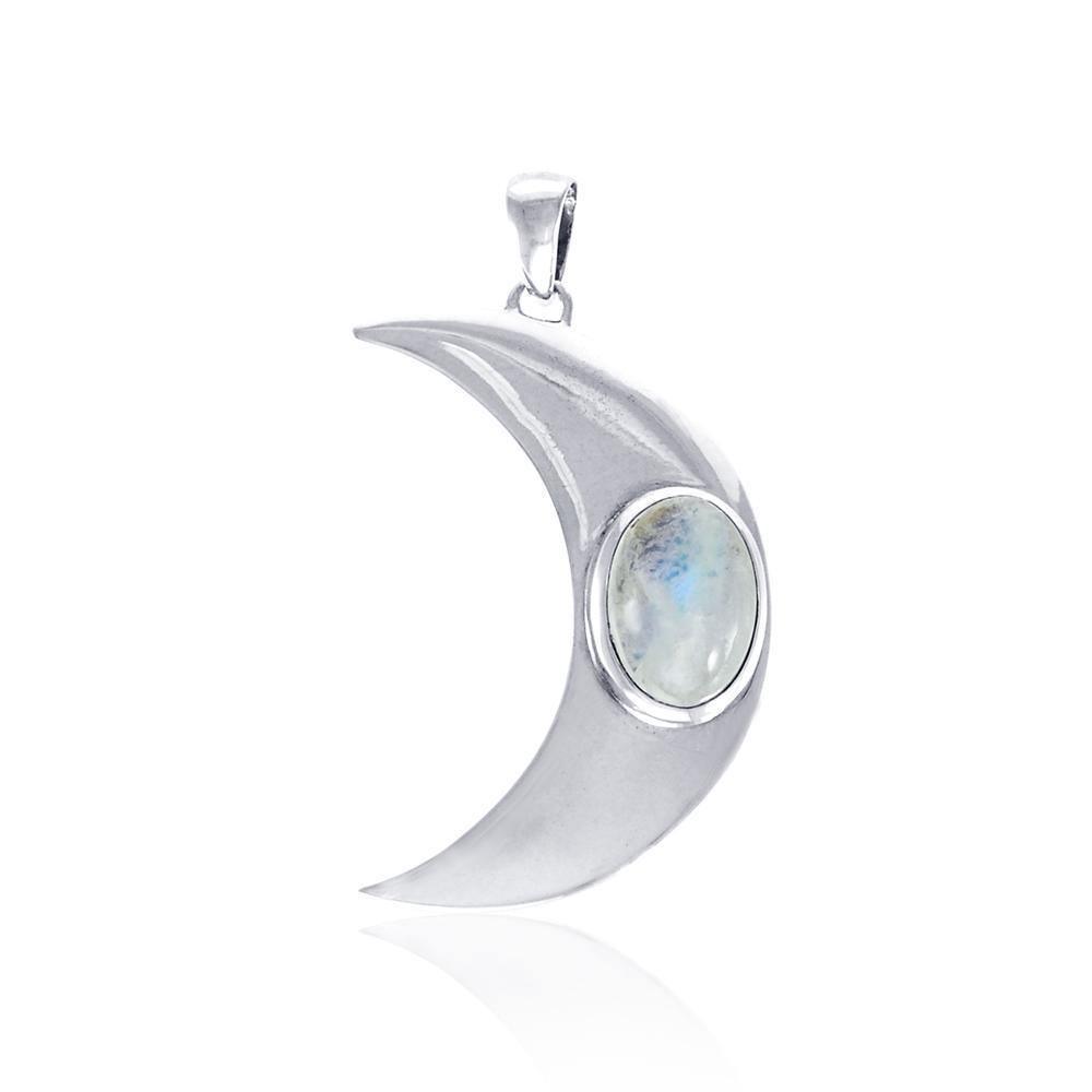 Glow in the Light of the Beautiful Crescent Moon ~ Sterling Silver Pendant with Gemstone TPD4059