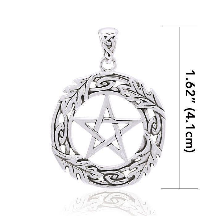 Oak Leaf Pentacle Silver Pendant TPD4218