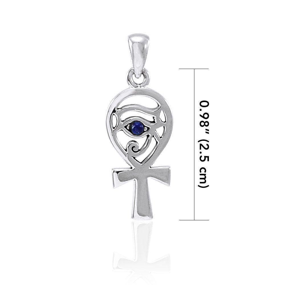 Ankh with Eye of Horus Silver Pendant with Gem TPD4253
