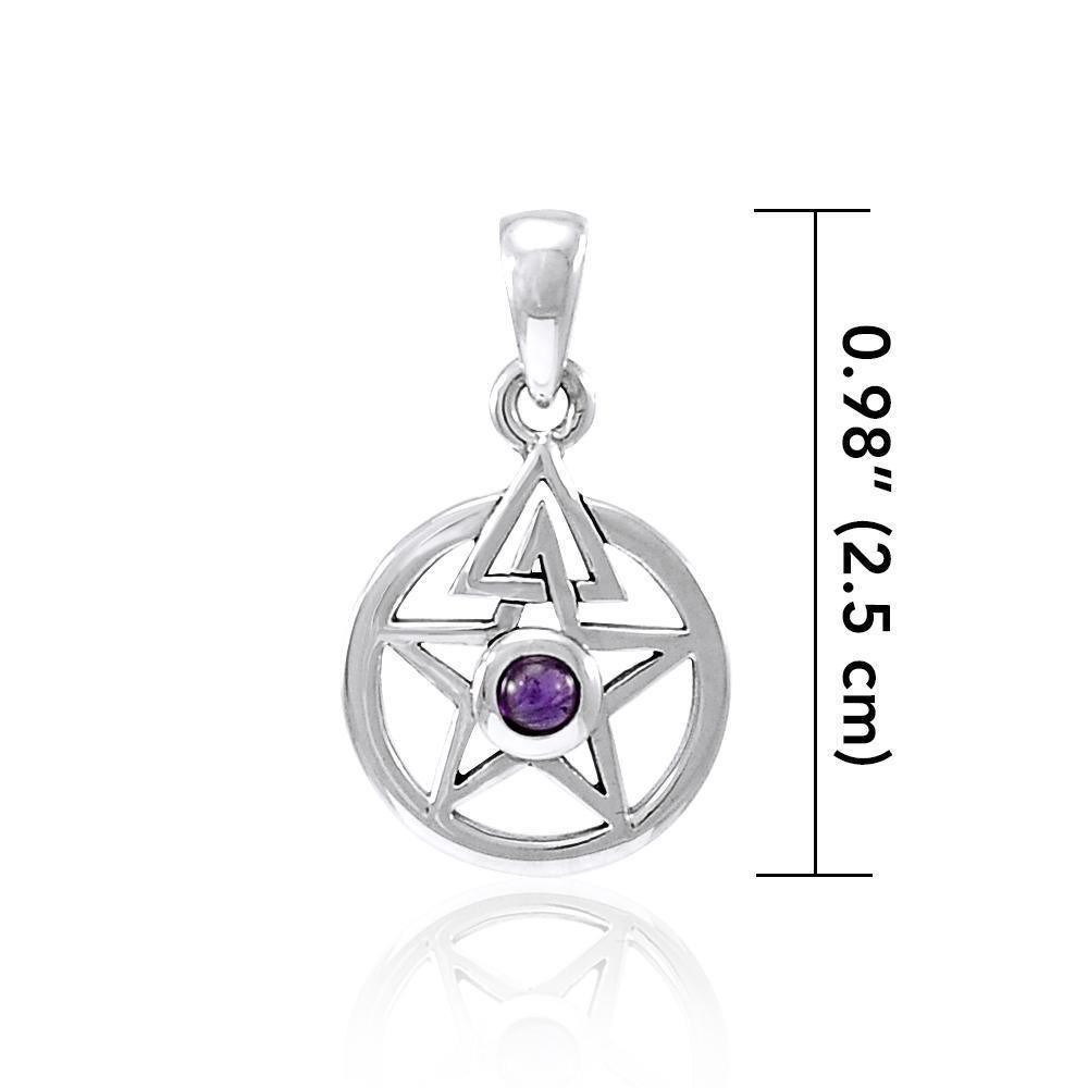 The Third Degree Pentacle Silver Pendant with Gemstone TPD4296