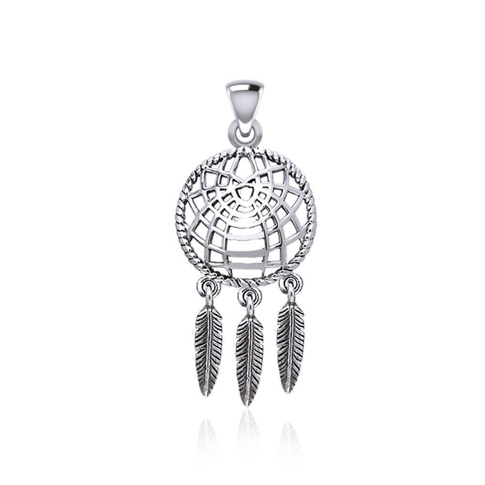 Follow you through your dreams ~ Sterling Silver Jewelry Dreamcatcher Pendant TPD5061