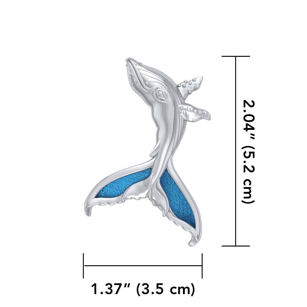 Sterling Silver Humpback Whale Tail Pendant with Enamel TPD5177