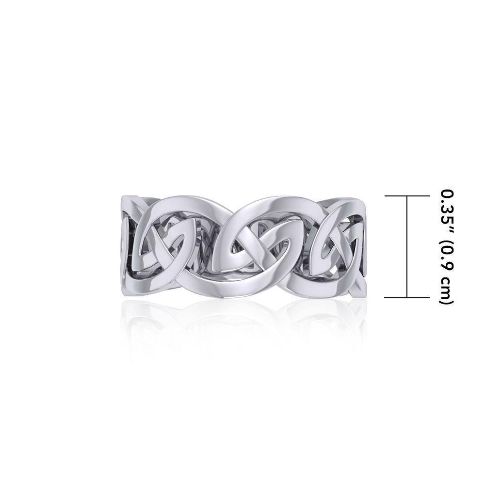 Silver Celtic Knot Hollow Band Ring TRI531