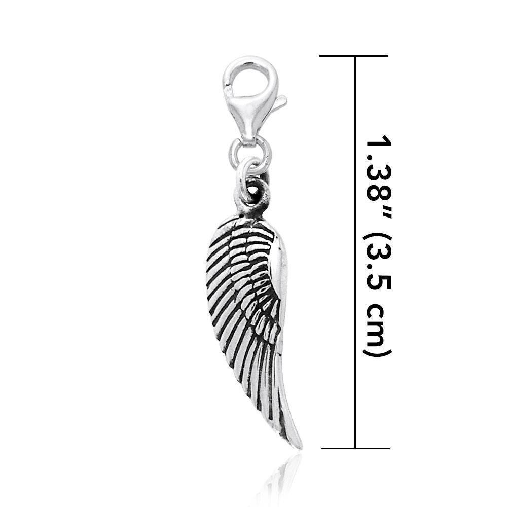 Angel Wing Silver Clip Charm TWC086
