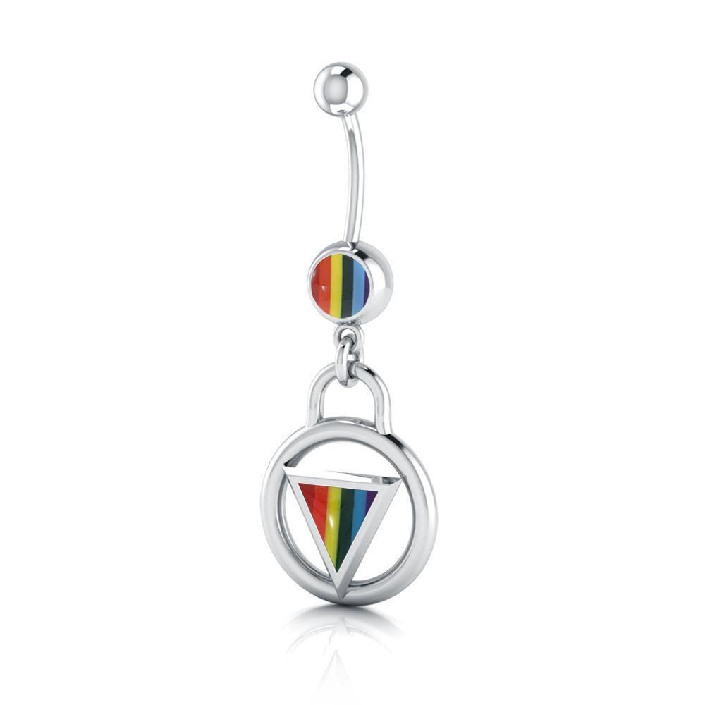 Rainbow Encircled Triangle Silver Belly Button Ring BJ025 Body Jewelry