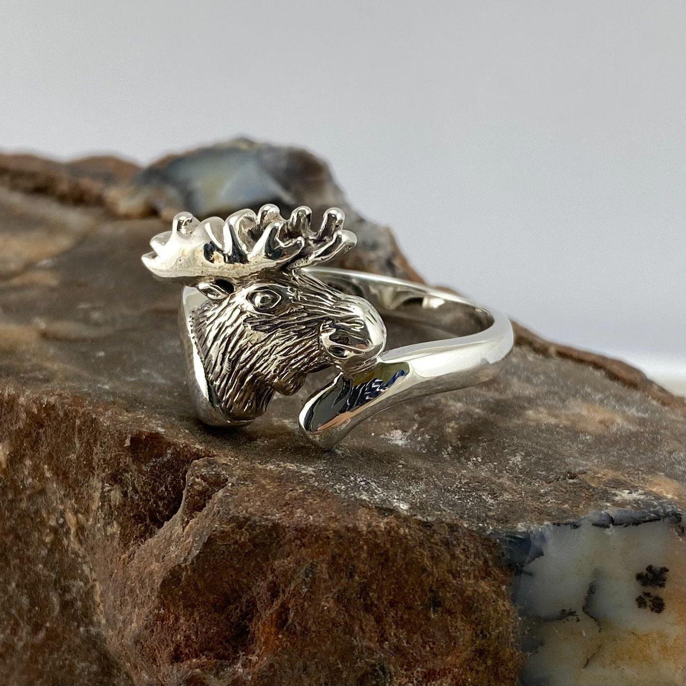 Moose Head Silver Ring TR1435 - peterstone.dropshipping
