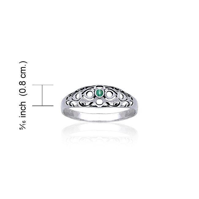 Sterling Silver Ring JR243 - Synthetic Malachite - Wholesale Jewelry