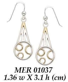 Sterling Silver and 14K Gold Vermeil (2 Microns) Earrings MER1037 - peterstone.dropshipping