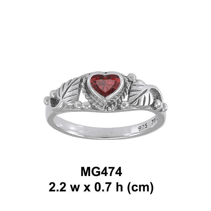 Leaf & Heart Sterling Silver Ring MG474 - peterstone.dropshipping