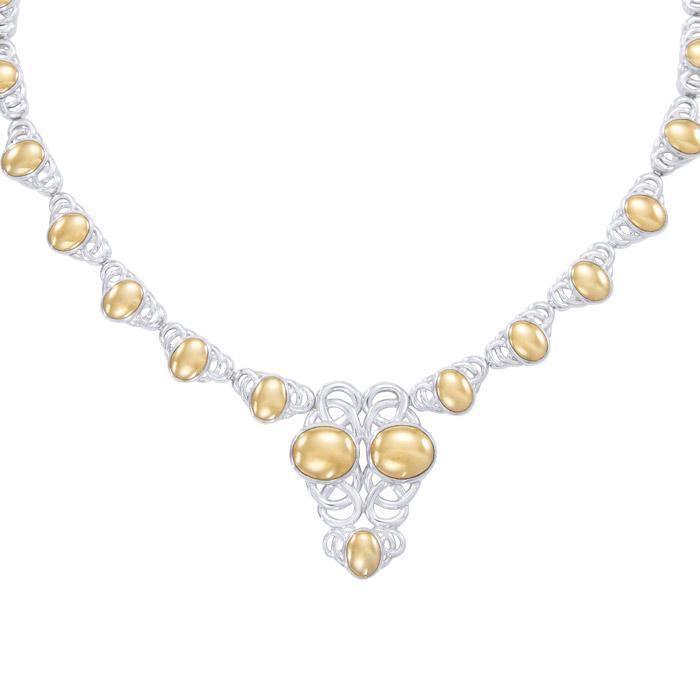 Danu Silver and Gold Celtic Knotwork Necklace MNC156