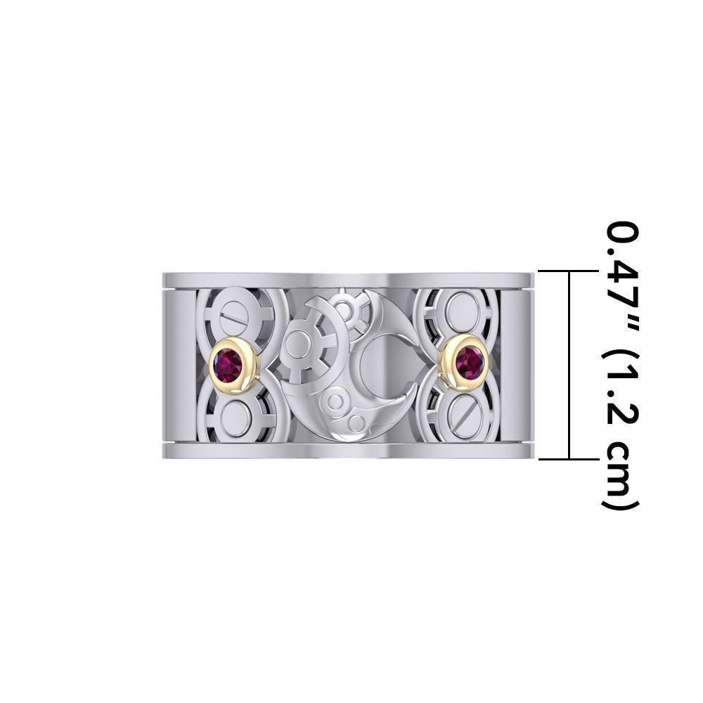 Moon Steampunk Sterling Silver Ring and Gold MRI1264 Ring