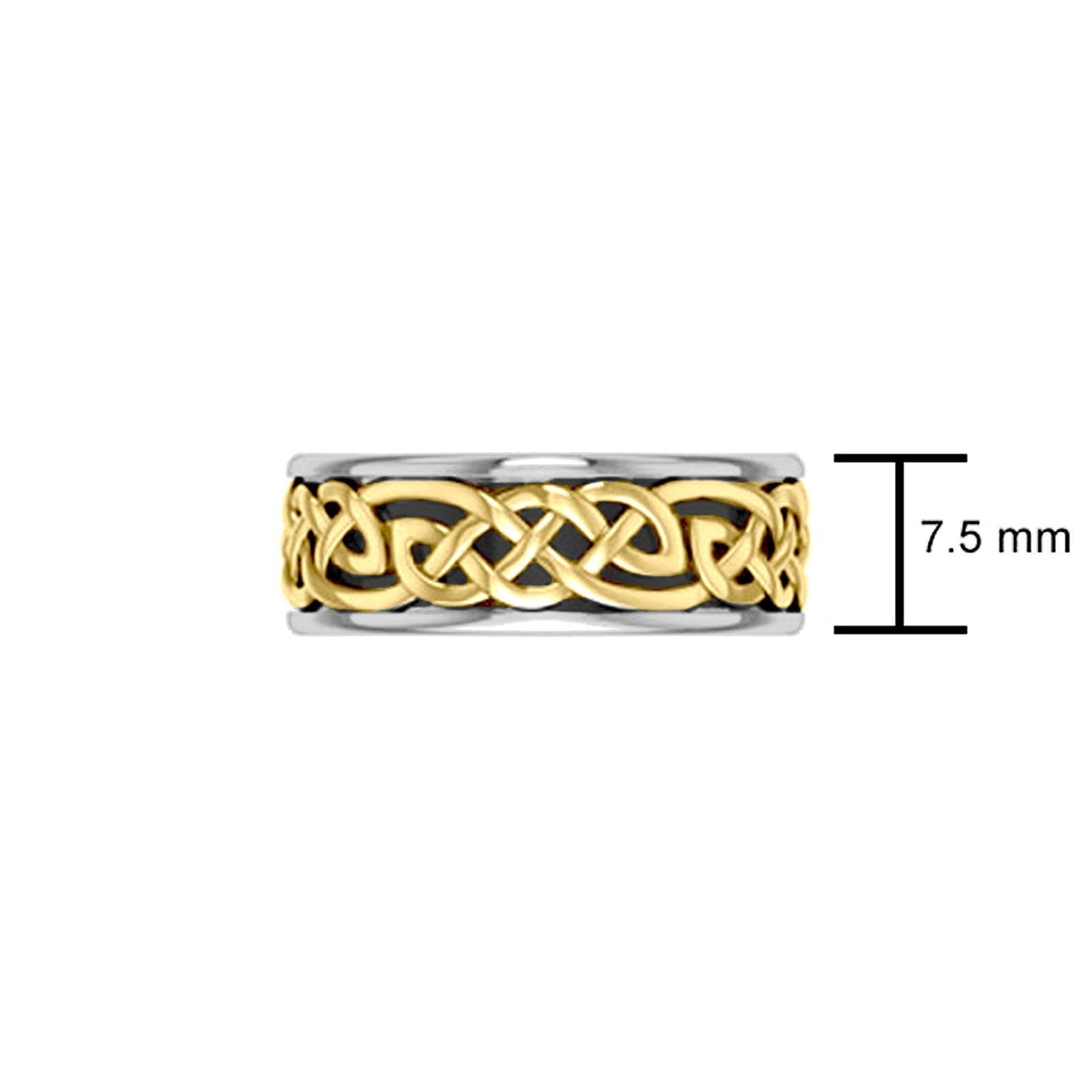 Celtic Knotwork Silver and Gold Accent Wedding Ring MRI2353 - peterstone.dropshipping