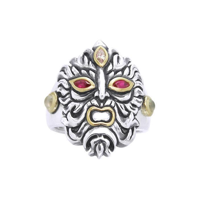Silver and Gold Green Man Ring MRI960