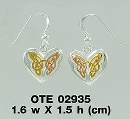 Celtic Knotwork Butterfly Eternal Heart Sterling Silver Three Tone Earrings OTE2935 - peterstone.dropshipping