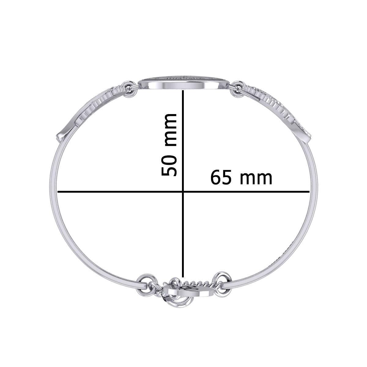 Archangel Michael Sigil and Angel Wings Silver Cuff Bracelet TBA287 - peterstone.dropshipping