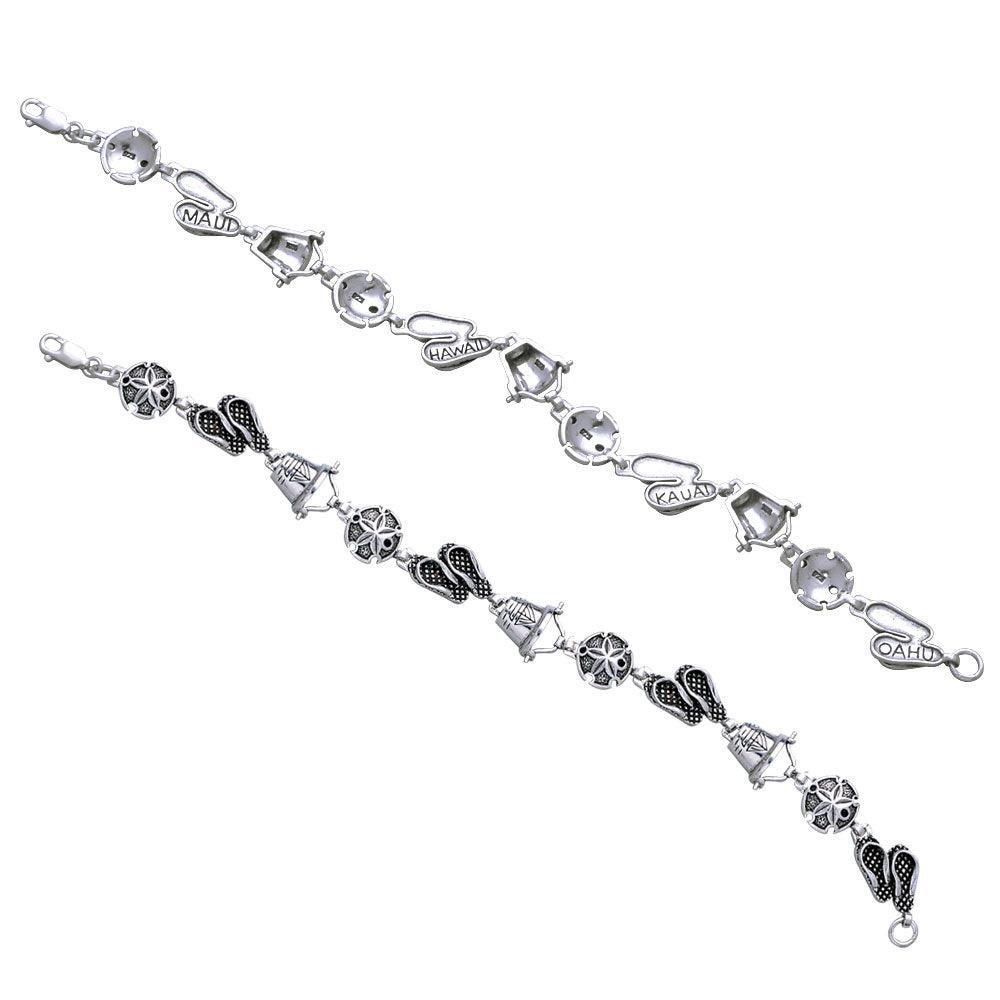 Hawaii Island engraved name on Silver Link Bracelet TBG651 - peterstone.dropshipping
