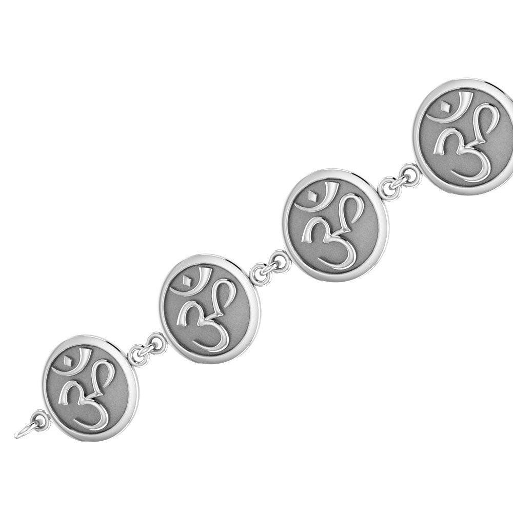 Manifest the Spiritual Link ~ OM Sterling Silver Link Bracelet TBG712 - peterstone.dropshipping