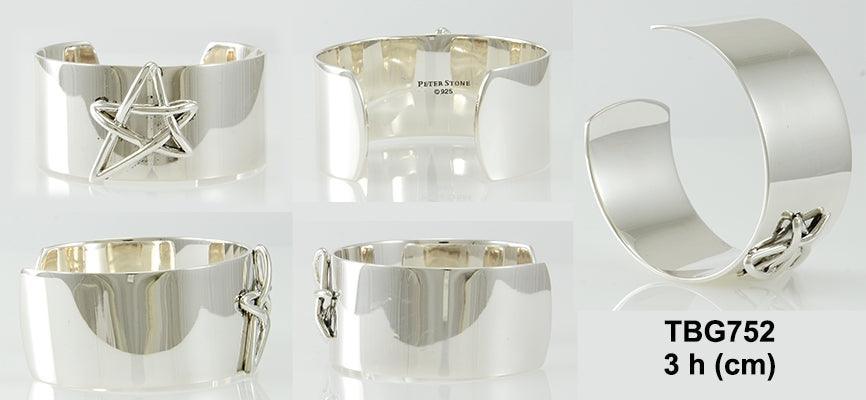 Sterling Silver Wide Cuff Pentacle Jewelry TBG752 - peterstone.dropshipping