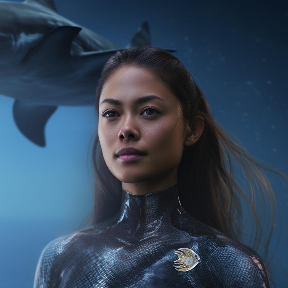 Tropical Fish Silver Brooch with Yellow Enamel TBR264 - peterstone.dropshipping