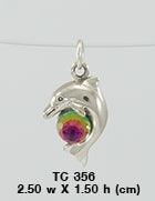 Silver Dolphin and Stone Charm TC356 - peterstone.dropshipping