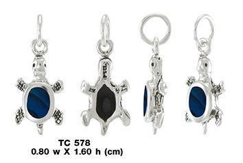 Inlaid turtle Silver Charm TC578 Charm