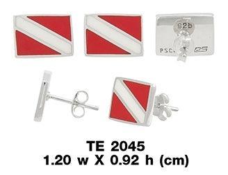 Dare to dive deep ~ Sterling Silver Jewelry Dive Flag Post Earrings TE2045 - peterstone.dropshipping