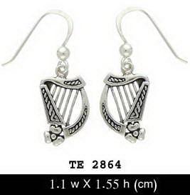 A touch of eternity to a cultural icon ~ Sterling Silver Celtic Knotwork Harp Hook Earrings Jewelry TE2864 - peterstone.dropshipping