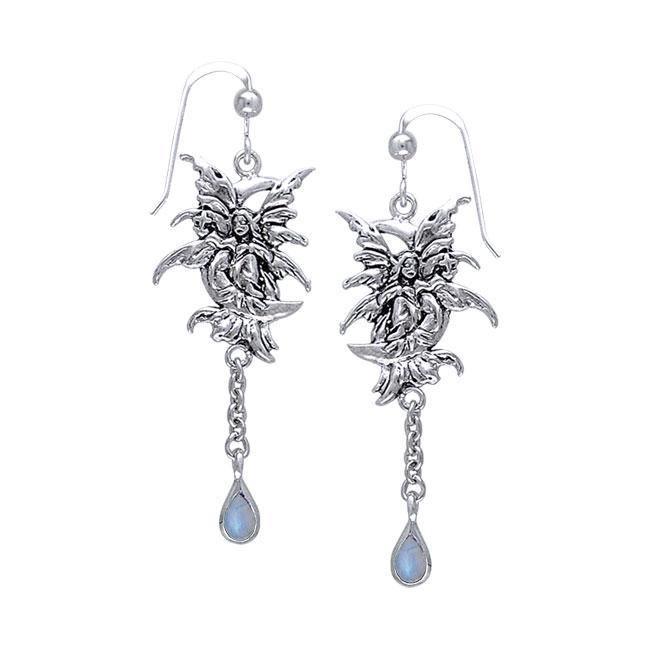 Stargazer Faery Silver Earrings with Dangling Gem TE2961 Earrings
