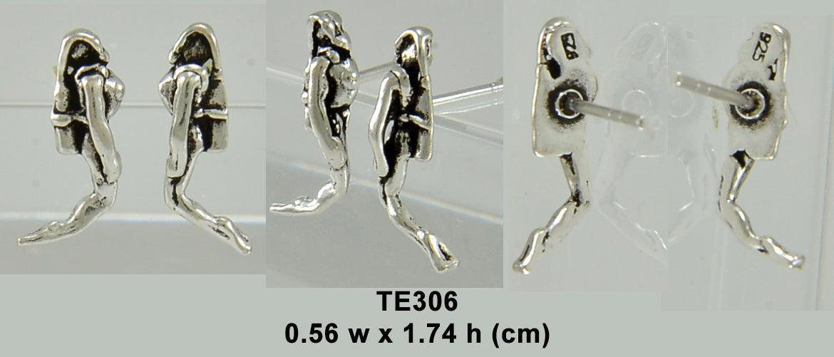 Diver Sterling Silver Post Earring TE306 - peterstone.dropshipping