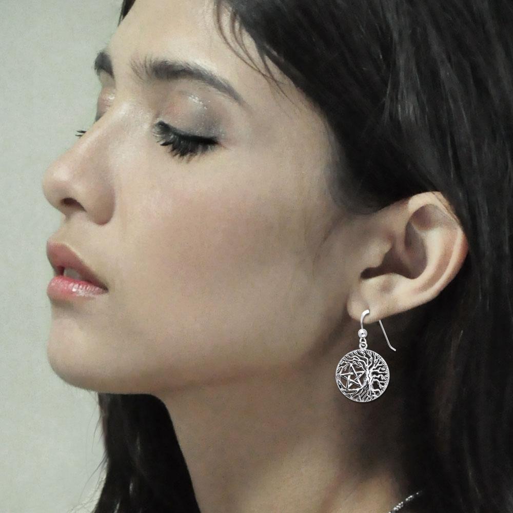 Mickie Mueller Tree of Life Pentacle Silver Earrings TER1106 Earrings