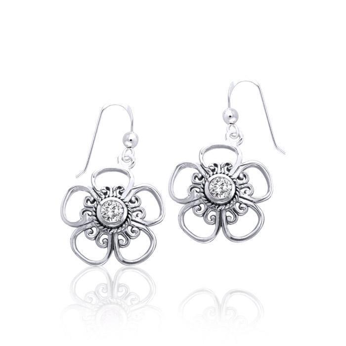 Lovely Bloom ~ Sterling Silver Jewelry Hook Earrings with Gemstone TER1235 Earrings
