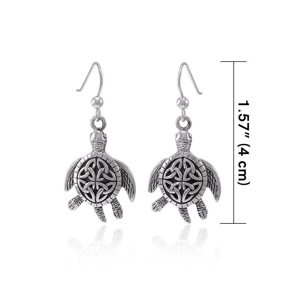 Celtic Knot Sea Turtle Silver Earrings TER1471 Earrings