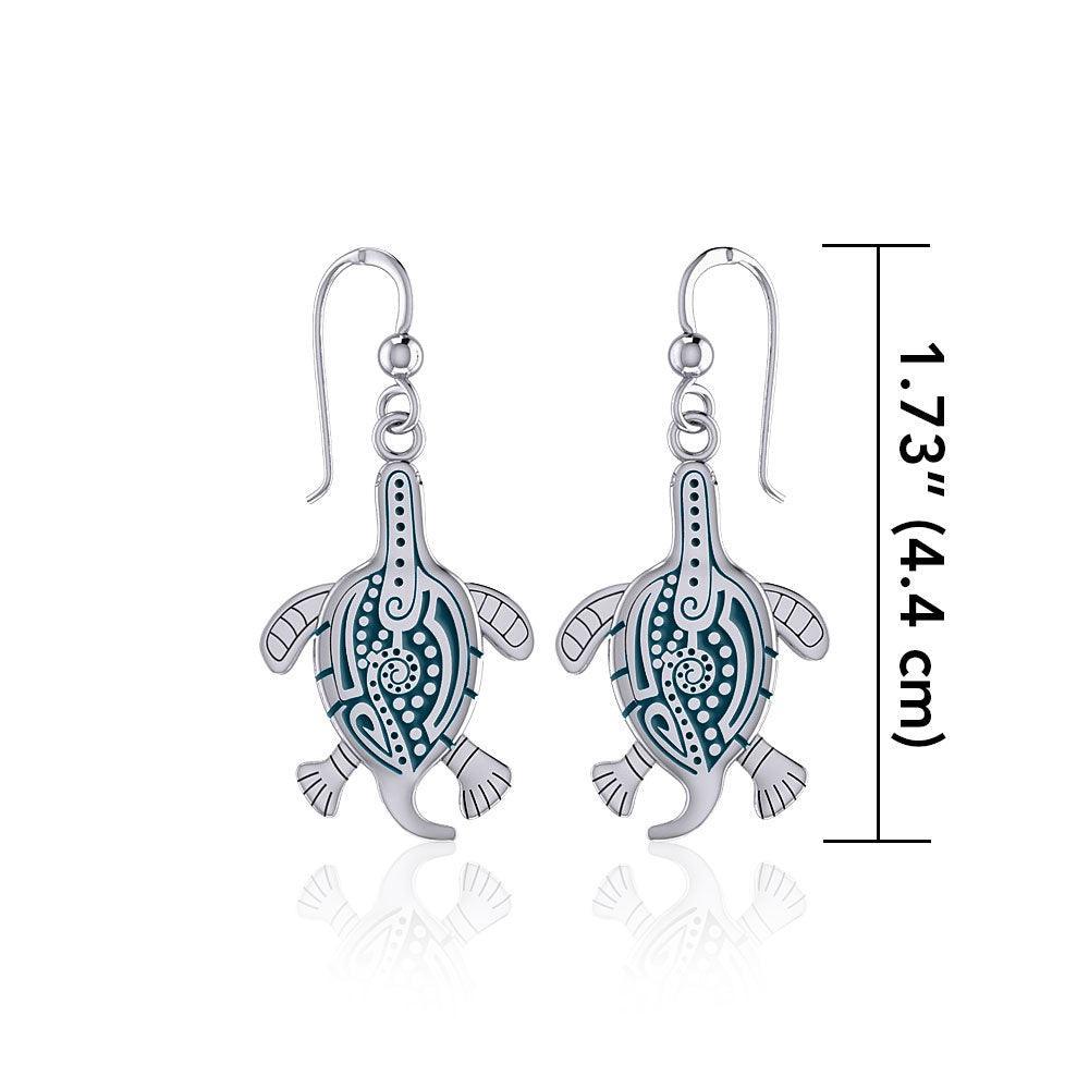 Aboriginal Turtle Silver Earrings TER1561 - peterstone.dropshipping